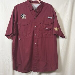 Florida State FSU Columbia PFG Shirt Mens Large Garnet Vented NCAA